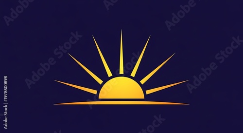 Golden Sunburst on Dark Blue Background - Radiant Design.