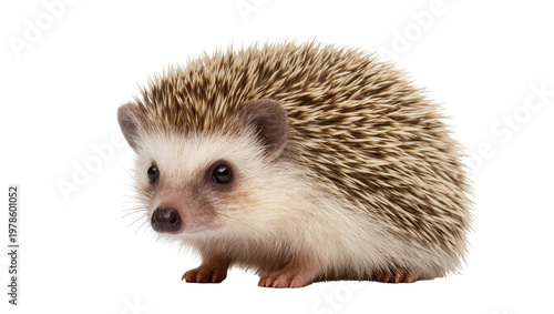 Bild auf Leinwand Small African pygmy hedgehog with spiky fur, isolated on transparent background