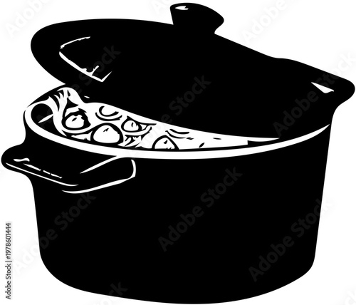 vector illustration of a pot of soup