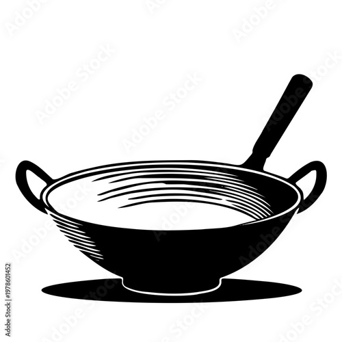Silhouette black or white a wok vector