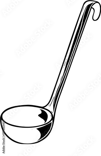 Silhouette black or white a ladle vectoer