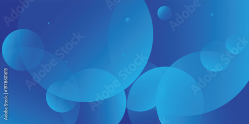 Dynamic blue spheres float softly against a deep blue backdrop, smooth circles suggest movement, harmony, or fluidity, gentle motion with layered depth, background design