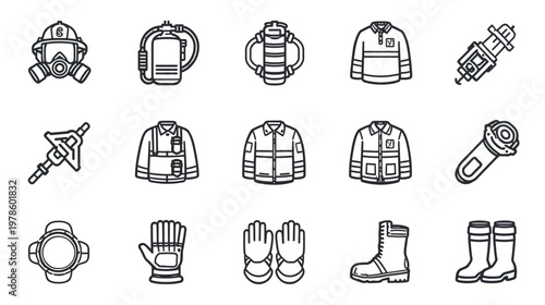 Flat Design Firefighting Equipment Illustrations