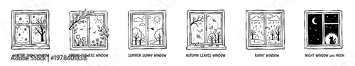 Windows showing changing seasons weather and passing time