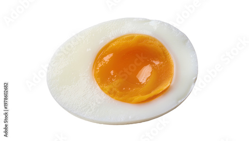 Fotografija Half boiled egg with bright orange yolk, isolated on transparent background