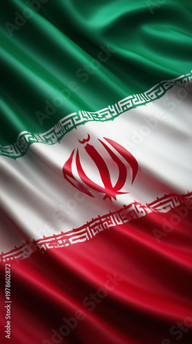 iranian flag waving in the wind. flag of iran