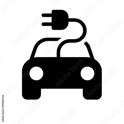 Minimalist EV (Electric Vehicle) plug-in icon.