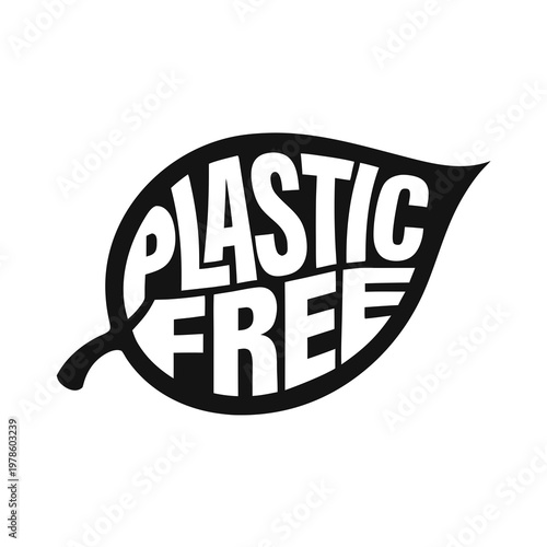 Minimalist Plastic Free leaf stamp silhouette.