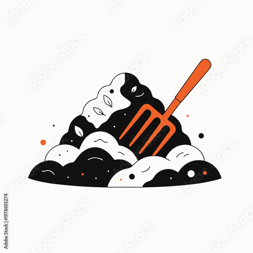 Simple compost pile with a pitchfork.