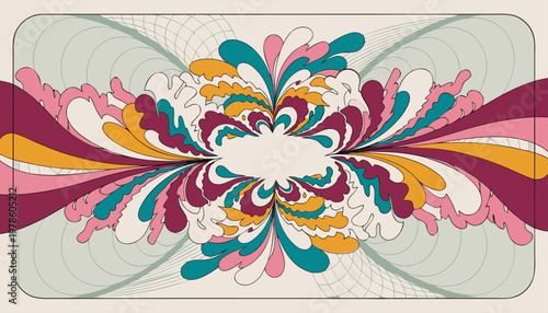Retro Maximalist Abstract Vector with Organic Floral Swirls and Shapes.eps