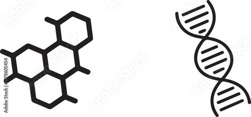 Graphic representation of graphene and dna helix structure illustration Vector

