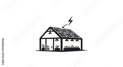 Solar powered house with lightning.
