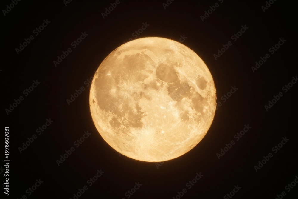 Obraz premium Full moon glows against the backdrop of a dark night sky, looking serene