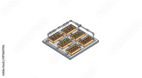 Six brown boxes in metal rack.