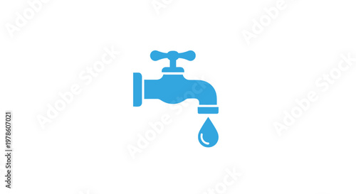 Single blue water faucet dripping.