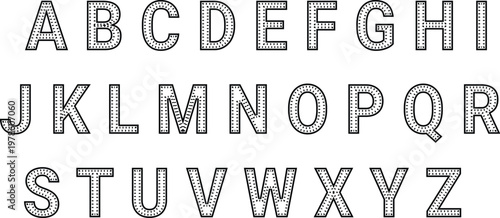 Alphabet letters with dotted pattern outline on white background  uppercase English alphabet
