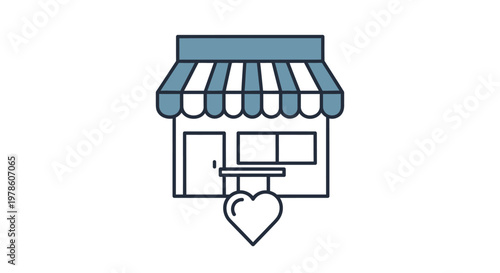 Small business storefront with heart sign.