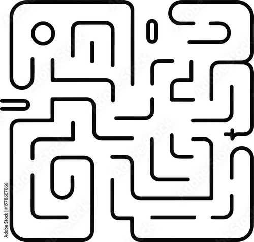 Foto A complex black maze with multiple paths and dead ends on white background