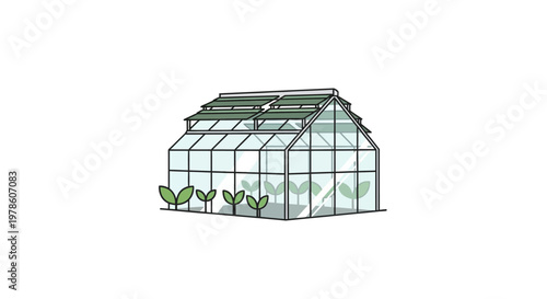 Small glass greenhouse with plants inside.
