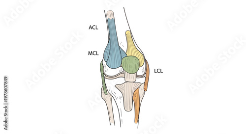 Foto Human knee joint anatomy illustration.
