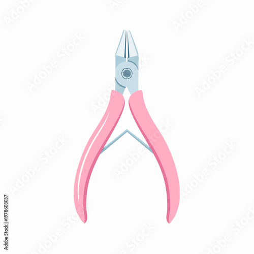 Pink nail clippers, vector illustration, beauty treatment equipment isolated.