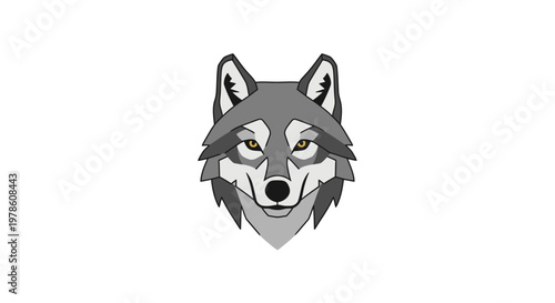 Gray wolf head illustration facing forward.