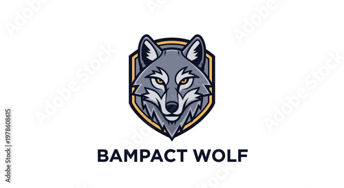 Gray wolf head logo illustration.