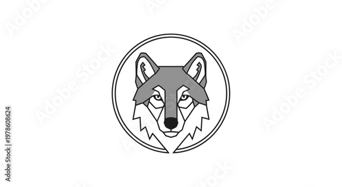 Gray wolf head in circle logo.