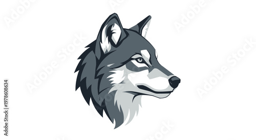 Gray wolf head profile illustration.