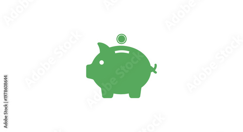 Green Piggy Bank Savings Concept.