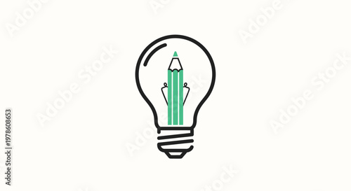Green pencil inside light bulb.