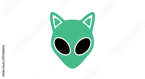 Green alien cat mask head.