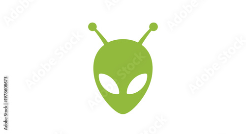 Green alien head with antennae.