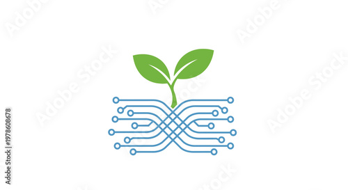 Green Plant Growing Circuit Board.