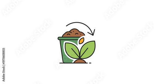 Green plant growing in pot.