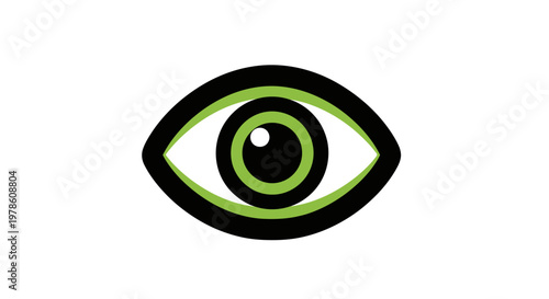 Green eye with black outline.
