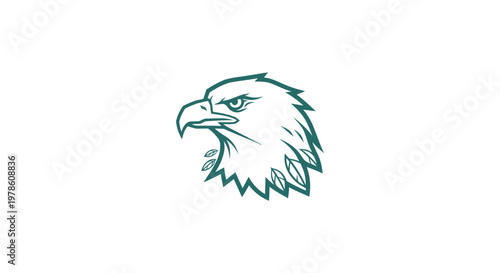 Green eagle head profile view.