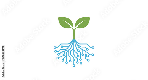 Green Plant Growing With Roots.