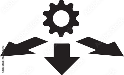 Gear symbolizing integration or configuration with directional arrows Vector

