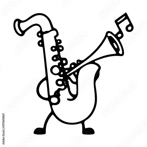 Cartoon Saxophone Character Illustration