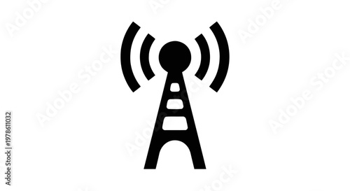 Vector illustration of radio tower icon, communication antenna symbol on a transparent background