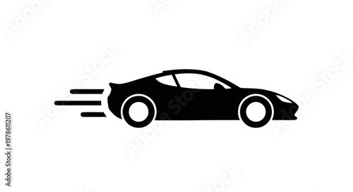 Vector illustration of fast sports car silhouette icon vector illustration on a transparent background