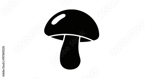 Vector illustration of black silhouette of a mushroom icon on a transparent background