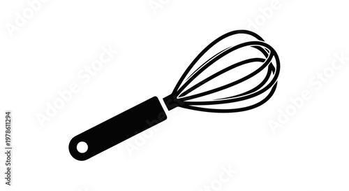 Vector illustration of kitchen whisk icon, cooking tool for beating and mixing ingredients on a transparent background