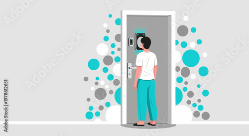 Modern access control system with facial recognition authentication and contemporary design for