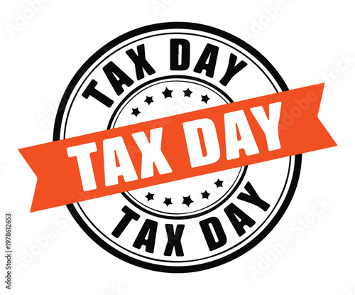 Tax Day Stamp with Red Ribbon