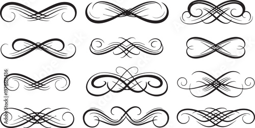Elegant swirling line art designs and patterns