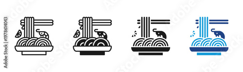 Pad Thai icon set multiple style collection