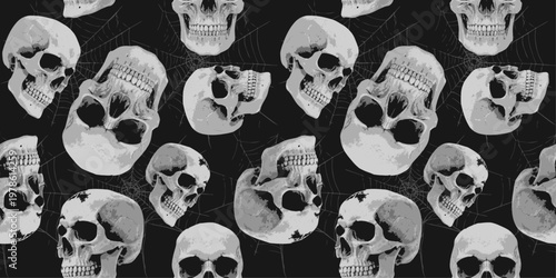 skulls seamless pattern vector halloween wallpaper creepy goth gothic fabric 