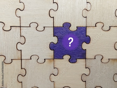 jigsaw puzzle pieces. Conversation bubbles and Question mark on jigsaw puzzle with missing piece. Concept of question, FAQ, Q and A, confusion and solution
